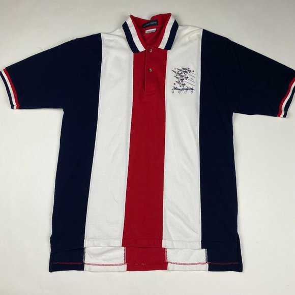 Vintage Y2K Thunderbirds Polo Shirt Men's Large Cotton Planes fighter Jets - Picture 2 of 11